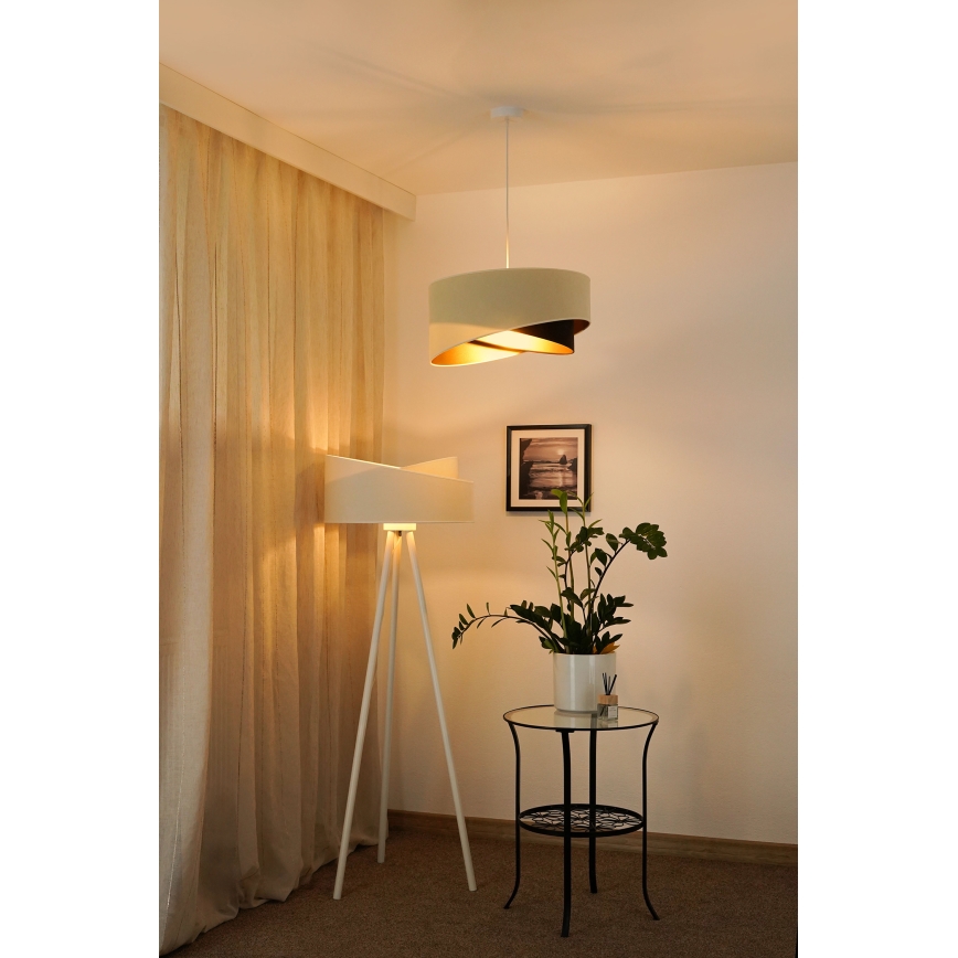 Brilagi - Lampadario LED a sospensione con filo LYRA 1xE27/15W/230V color crema/nero/oro
