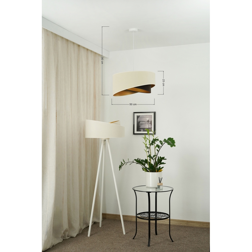 Brilagi - Lampadario LED a sospensione con filo LYRA 1xE27/15W/230V color crema/nero/oro
