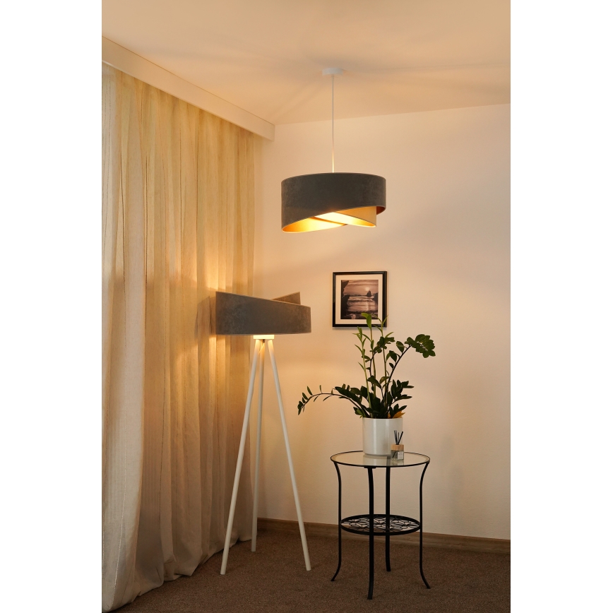 Brilagi - Lampadario LED a sospensione con filo LYRA 1xE27/15W/230V grigio/beige/oro