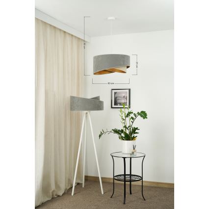 Brilagi - Lampadario LED a sospensione con filo LYRA 1xE27/15W/230V grigio/beige/oro