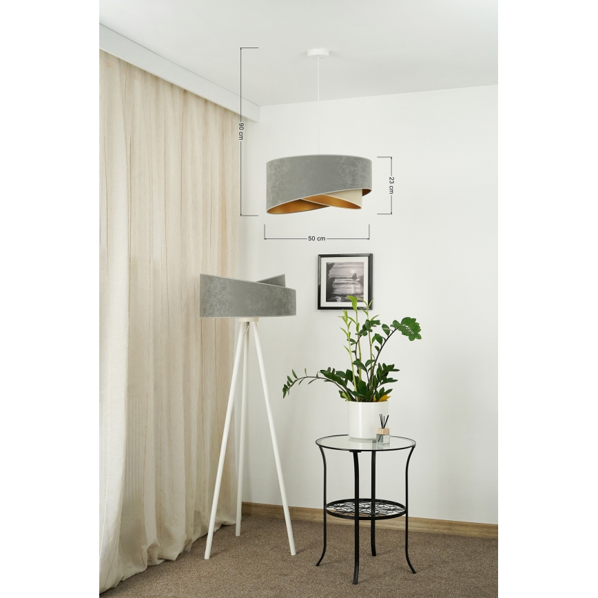 Brilagi - Lampadario LED a sospensione con filo LYRA 1xE27/15W/230V grigio/beige/oro