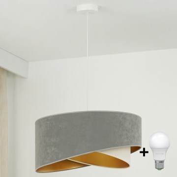 Brilagi - Lampadario LED a sospensione con filo LYRA 1xE27/15W/230V grigio/color crema/oro
