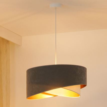 Brilagi - Lampadario LED a sospensione con filo LYRA 1xE27/15W/230V grigio/color crema/oro