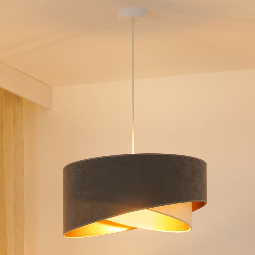 Brilagi - Lampadario LED a sospensione con filo LYRA 1xE27/15W/230V grigio/color crema/oro