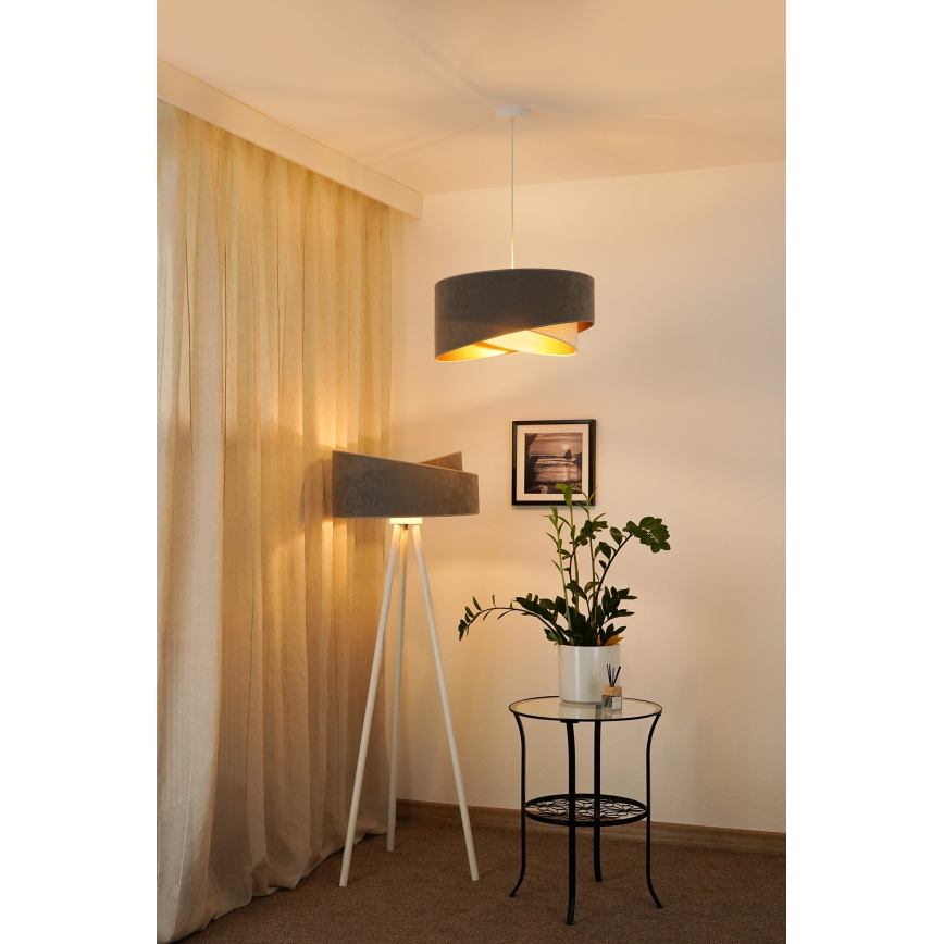 Brilagi - Lampadario LED a sospensione con filo LYRA 1xE27/15W/230V grigio/color crema/oro
