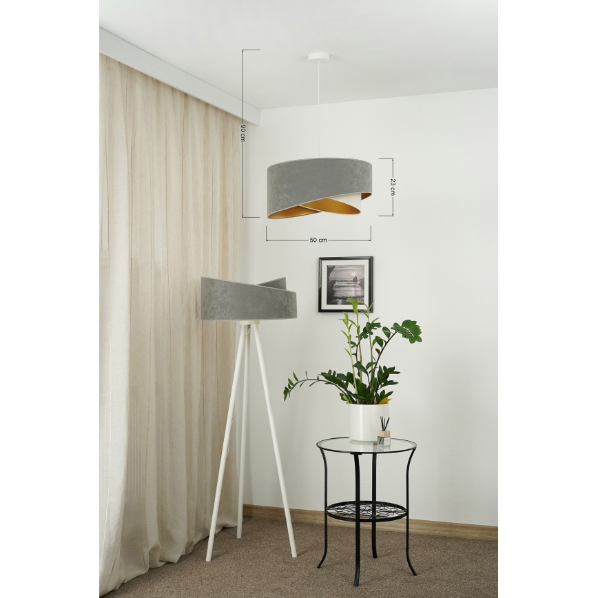 Brilagi - Lampadario LED a sospensione con filo LYRA 1xE27/15W/230V grigio/color crema/oro
