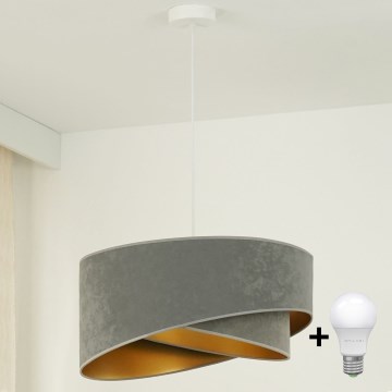 Brilagi - Lampadario LED a sospensione con filo LYRA 1xE27/15W/230V grigio/oro