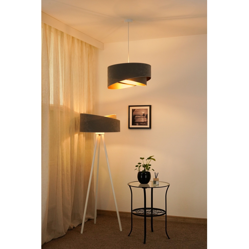 Brilagi - Lampadario LED a sospensione con filo LYRA 1xE27/15W/230V grigio/oro