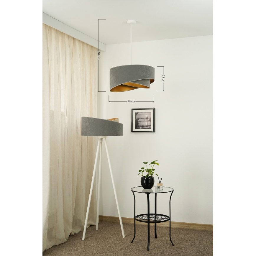 Brilagi - Lampadario LED a sospensione con filo LYRA 1xE27/15W/230V grigio/oro