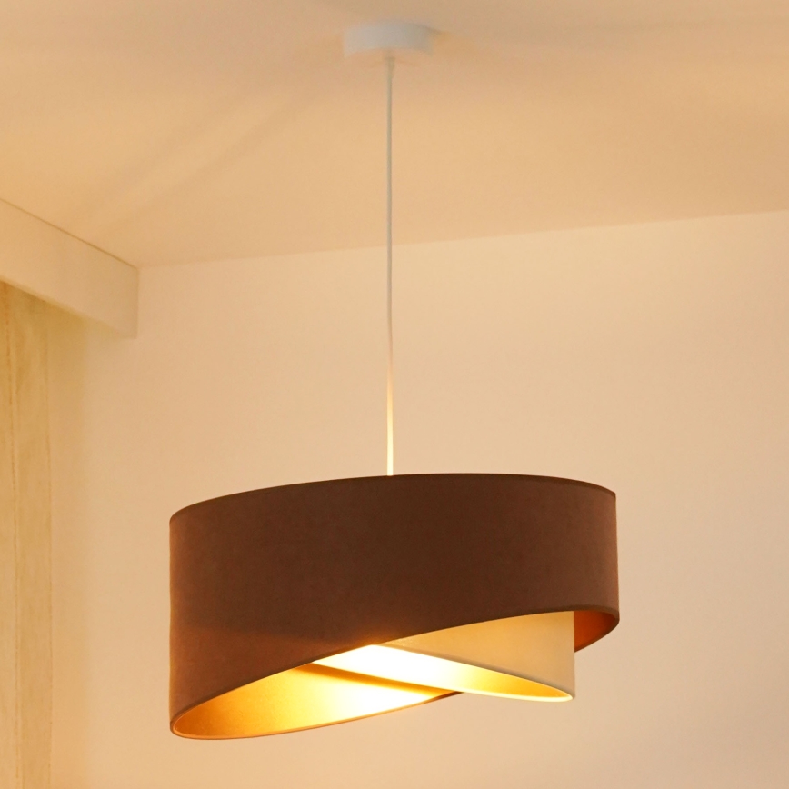 Brilagi - Lampadario LED a sospensione con filo LYRA 1xE27/15W/230V marrone/color crema/oro