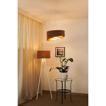 Brilagi - Lampadario LED a sospensione con filo LYRA 1xE27/15W/230V marrone/color crema/oro
