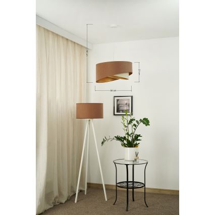 Brilagi - Lampadario LED a sospensione con filo LYRA 1xE27/15W/230V marrone/color crema/oro