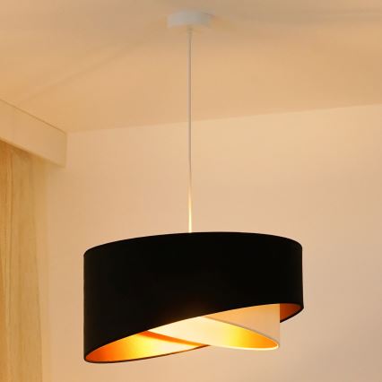 Brilagi - Lampadario LED a sospensione con filo LYRA 1xE27/15W/230V nero/color crema/oro