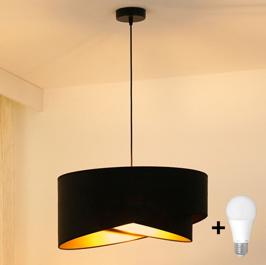 Brilagi - Lampadario LED a sospensione con filo LYRA 1xE27/15W/230V nero/oro