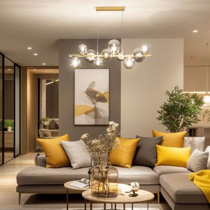 Brilagi - Lampadario LED a sospensione con filo MILLA 10xG9/3W/230V oro/fumé