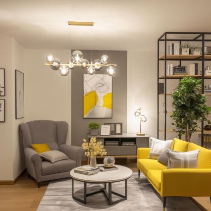 Brilagi - Lampadario LED a sospensione con filo MILLA 10xG9/3W/230V oro/fumé