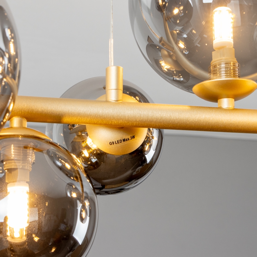 Brilagi - Lampadario LED a sospensione con filo MILLA 10xG9/3W/230V oro/fumé