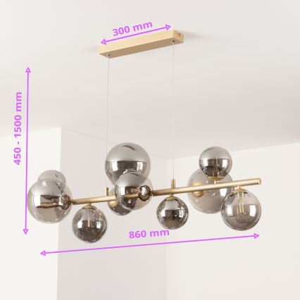 Brilagi - Lampadario LED a sospensione con filo MILLA 10xG9/3W/230V oro/fumé