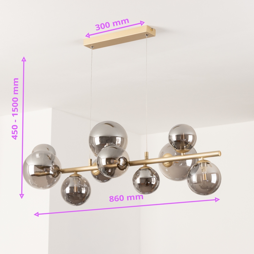 Brilagi - Lampadario LED a sospensione con filo MILLA 10xG9/3W/230V oro/fumé