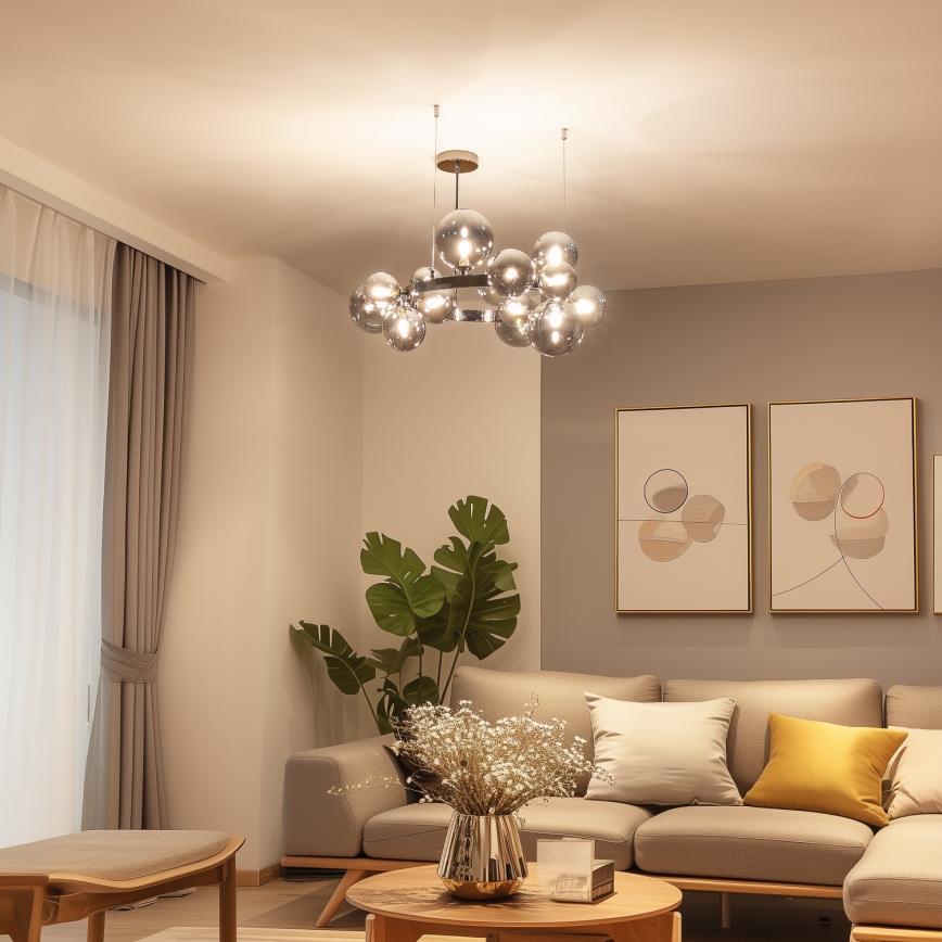 Brilagi - Lampadario LED a sospensione con filo MILLA 15xG9/3W/230V cromo lucido/fumé