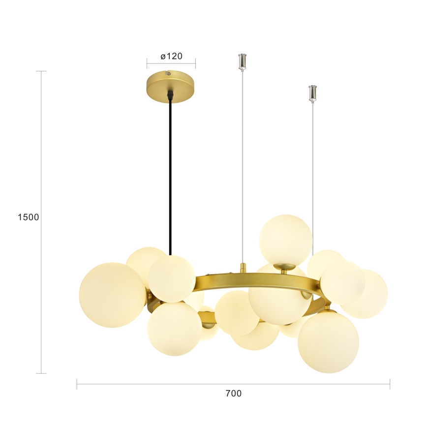 Brilagi - Lampadario LED a sospensione con filo MILLA 15xG9/3W/230V oro/bianco