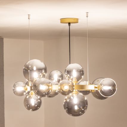 Brilagi - Lampadario LED a sospensione con filo MILLA 15xG9/3W/230V oro/fumé