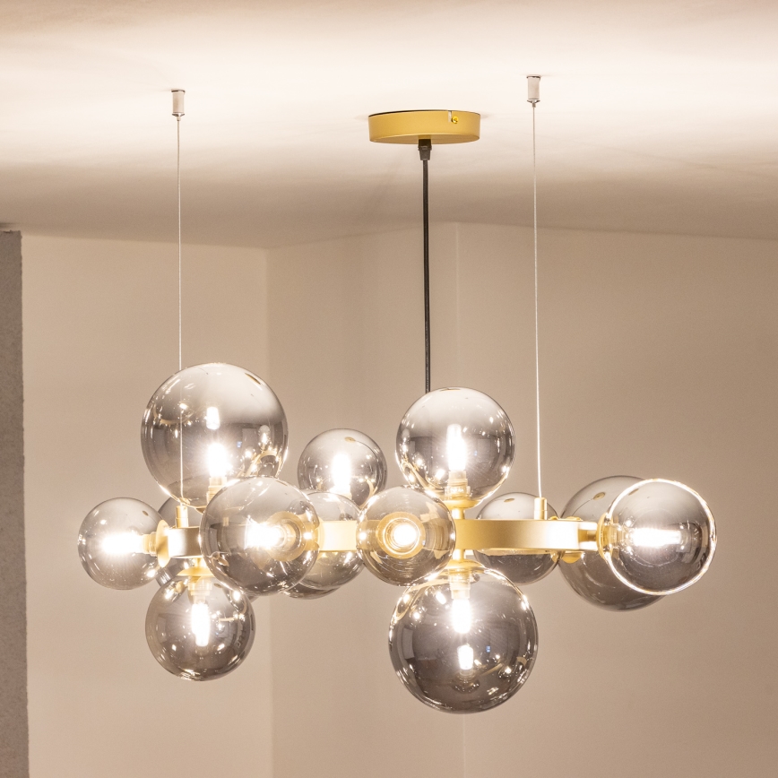 Brilagi - Lampadario LED a sospensione con filo MILLA 15xG9/3W/230V oro/fumé