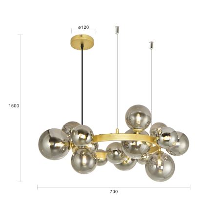 Brilagi - Lampadario LED a sospensione con filo MILLA 15xG9/3W/230V oro/fumé