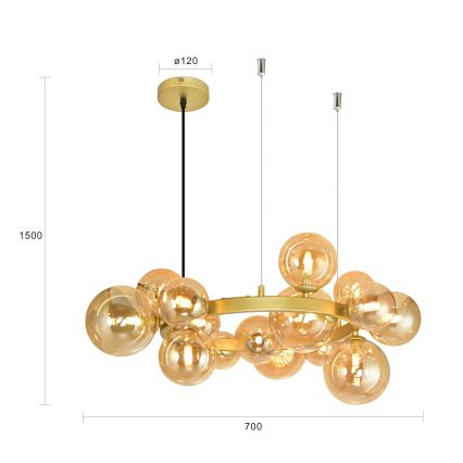 Brilagi - Lampadario LED a sospensione con filo MILLA 15xG9/3W/230V oro