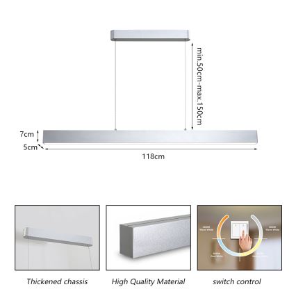 Brilagi - Lampadario LED a sospensione con filo SLEEKLINE LED/40W/230V 3000/4500/6000K argento