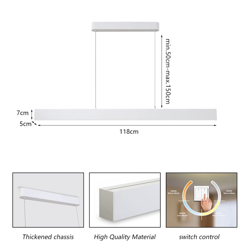 Brilagi - Lampadario LED a sospensione con filo SLEEKLINE LED/40W/230V 3000/4500/6000K bianco