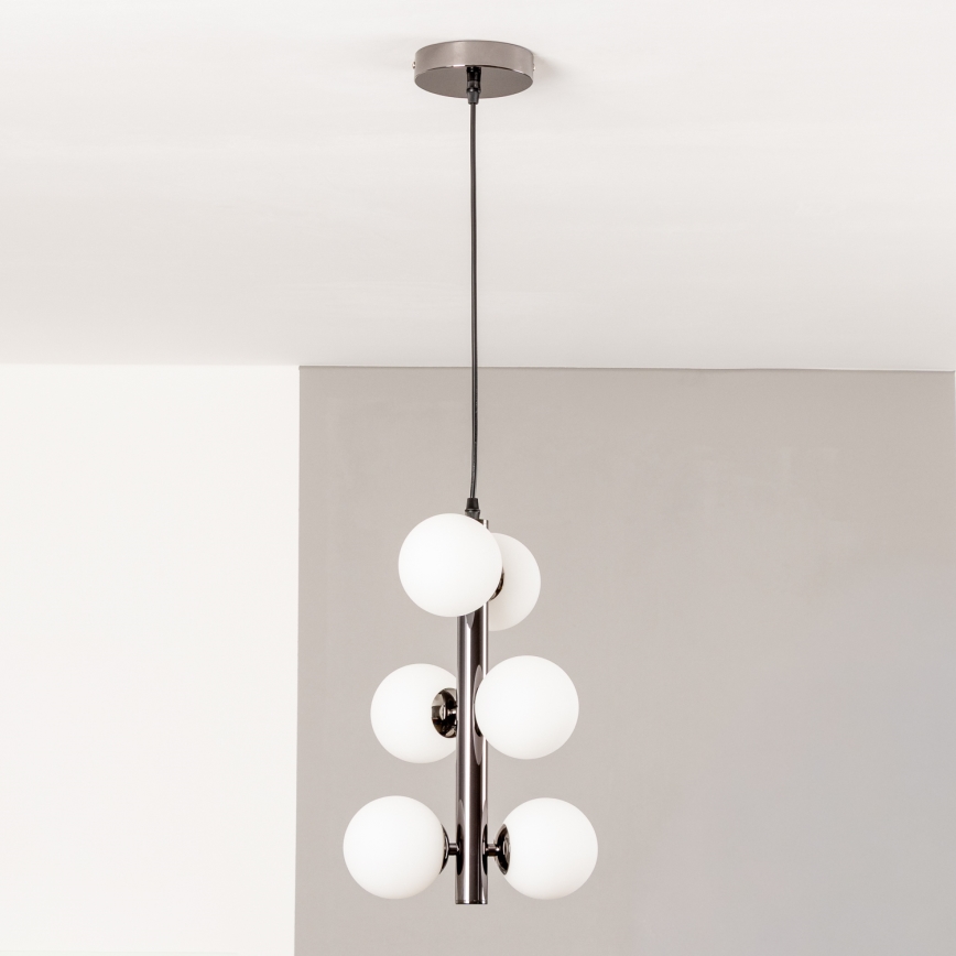 Brilagi - Lampadario LED a sospensione MILLA 6xG9/3W/230V cromo nero/bianco