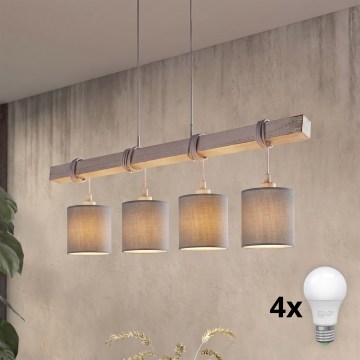 Brilagi - Lampadario LED a sospensione NUBILA 4xE27/60W/230V grigio chiaro