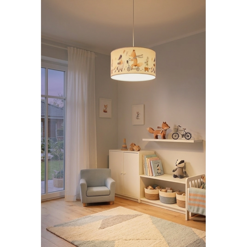 Brilagi - Lampadario LED a sospensione per bambini BOBO 1xE27/10W/230V Ø 35 cm bianco/animaletti