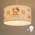 Brilagi - Lampadario LED a sospensione per bambini BOBO 1xE27/10W/230V Ø 35 cm bianco/con orsetti