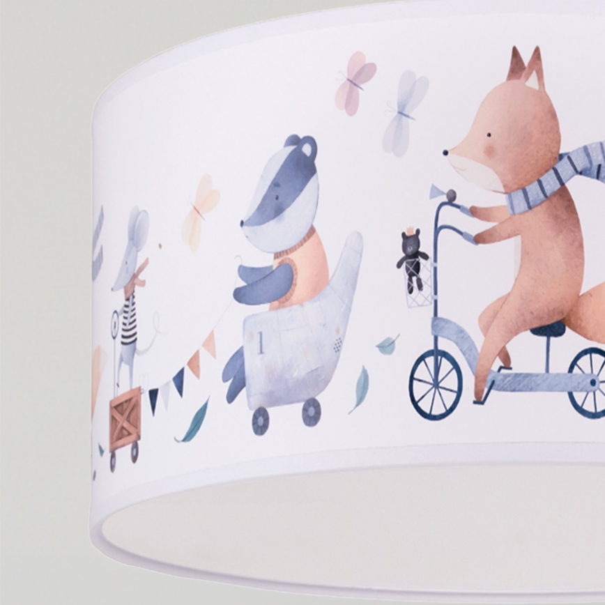 Brilagi - Lampadario LED a sospensione per bambini BOBO 1xE27/60W/230V Ø 35 cm bianco/animaletti