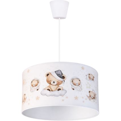 Brilagi - Lampadario LED a sospensione per bambini BOBO 1xE27/60W/230V Ø 35 cm bianco/con orsetti