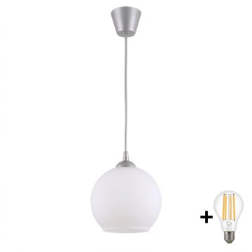 Brilagi - Lampadario LED a sospensione RETRO GLASS 1xE27/60W/230V Ø 15 cm argento/bianco