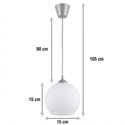 Brilagi - Lampadario LED a sospensione RETRO GLASS 1xE27/60W/230V Ø 15 cm argento/bianco