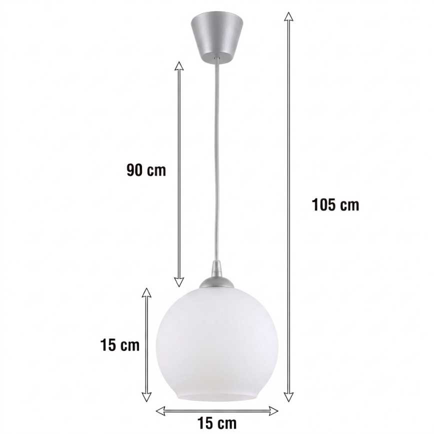 Brilagi - Lampadario LED a sospensione RETRO GLASS 1xE27/60W/230V Ø 15 cm argento/bianco