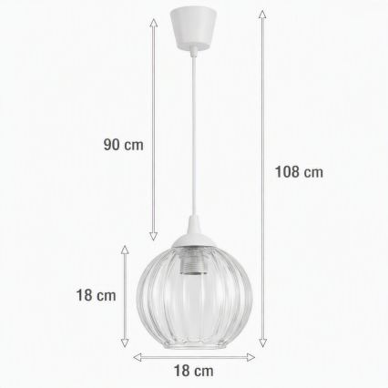 Brilagi - Lampadario LED a sospensione RETRO GLASS 1xE27/60W/230V Ø 18 cm bianco/trasparente