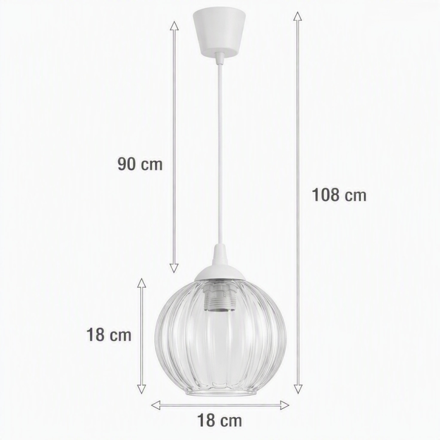 Brilagi - Lampadario LED a sospensione RETRO GLASS 1xE27/60W/230V Ø 18 cm bianco/trasparente