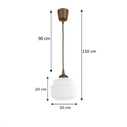 Brilagi - Lampadario LED a sospensione RETRO GLASS 1xE27/60W/230V Ø 20 cm marrone/bianco