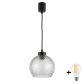 Brilagi - Lampadario LED a sospensione RETRO GLASS 1xE27/60W/230V Ø 25 cm nero/fumé