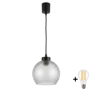 Brilagi - Lampadario LED a sospensione RETRO GLASS 1xE27/60W/230V Ø 25 cm nero/fumé