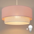 Brilagi - Lampadario LED a sospensione su cavo BOHO BOBO 1xE27/10W/230V Ø 40 cm rosa/panna