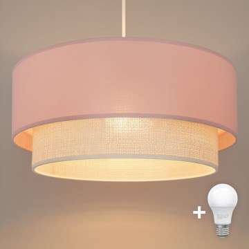 Brilagi - Lampadario LED a sospensione su cavo BOHO BOBO 1xE27/10W/230V Ø 40 cm rosa/panna