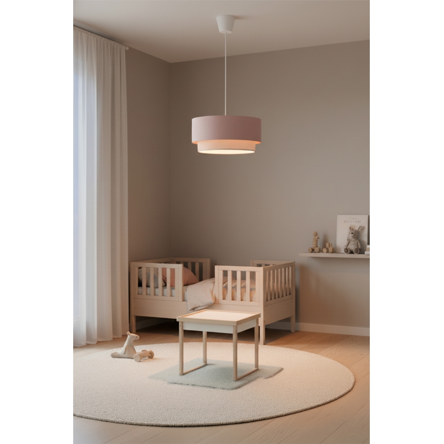 Brilagi - Lampadario LED a sospensione su cavo BOHO BOBO 1xE27/60W/230V Ø 40 cm rosa/panna