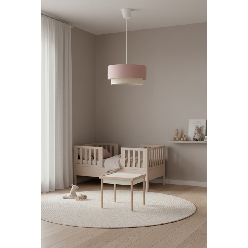 Brilagi - Lampadario LED a sospensione su cavo BOHO BOBO 1xE27/60W/230V Ø 40 cm rosa/panna