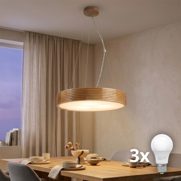 Brilagi - Lampadario LED a sospensione su cavo CARVALHO MODERN 3xE27/60W/230V rovere Ø 47,5 cm